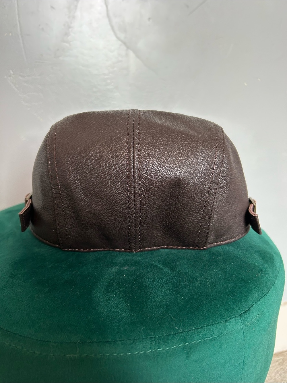 VOBOOM Men's Vintage 100% Leather Flat Black Gatsby Newsboy Driving Hat One Size - Picture 2 of 8